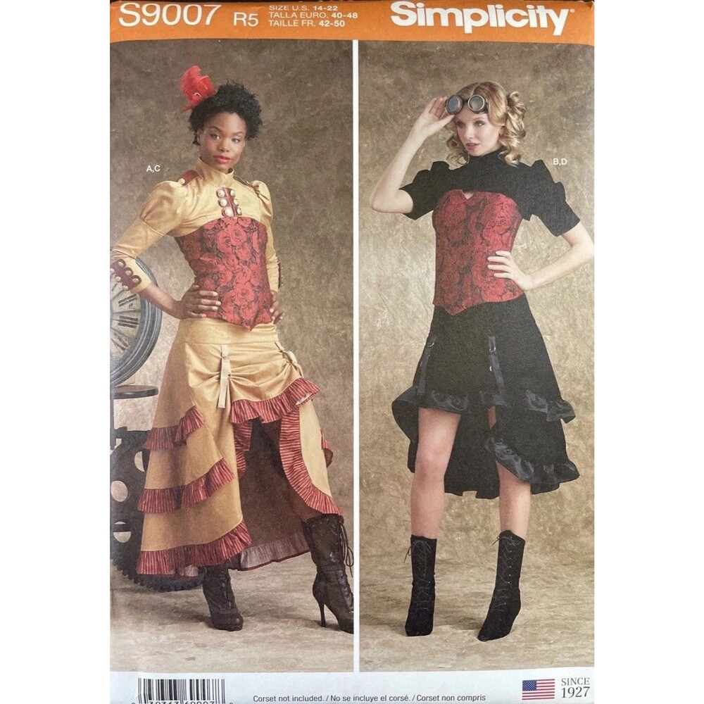 Simplicity S9007 Misses Steampunk Costume Sewing Pattern Size 14-22 Bolero Skirt